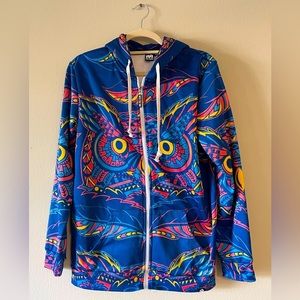 INTO THE AM • OWL ZIP UP HOODIE • multi colored • men’s small​​​